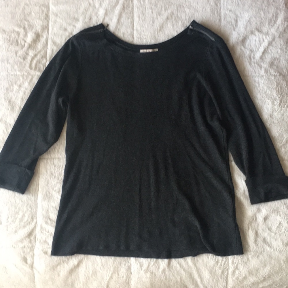Gray Shoulder Zip Sweater